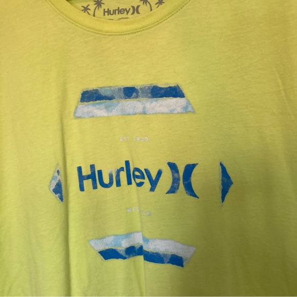 HURLEY Everyday Washed Short Sleeve Graphic Tshirt Yellow Lime Green Mens XL - Picture 4 of 12